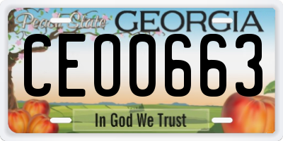 GA license plate CEO0663