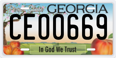 GA license plate CEO0669