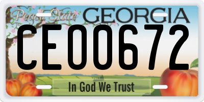 GA license plate CEO0672