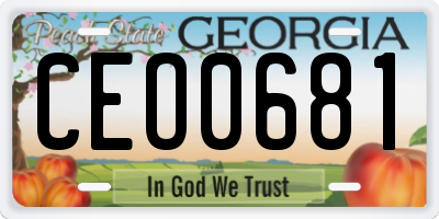 GA license plate CEO0681