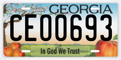 GA license plate CEO0693