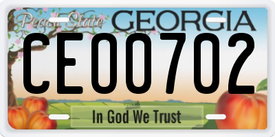 GA license plate CEO0702