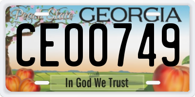 GA license plate CEO0749