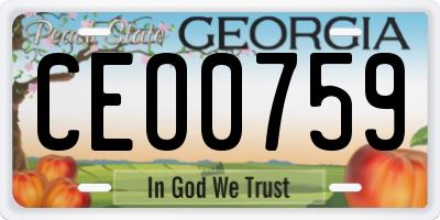 GA license plate CEO0759