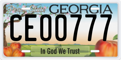 GA license plate CEO0777