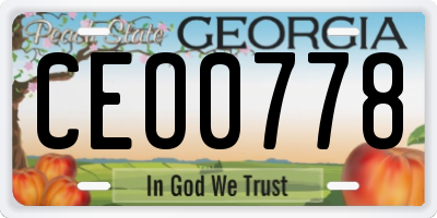 GA license plate CEO0778