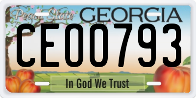GA license plate CEO0793