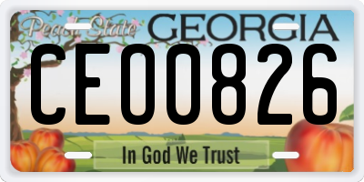 GA license plate CEO0826