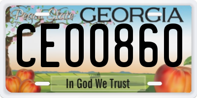 GA license plate CEO0860
