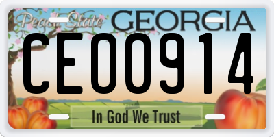 GA license plate CEO0914