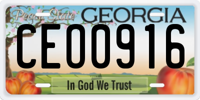 GA license plate CEO0916