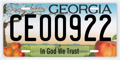 GA license plate CEO0922
