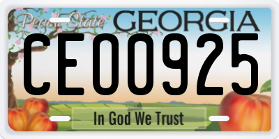 GA license plate CEO0925