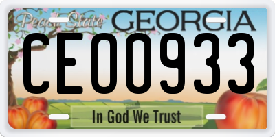 GA license plate CEO0933