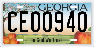 GA license plate CEO0940