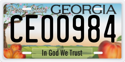 GA license plate CEO0984