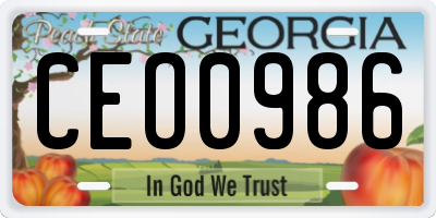 GA license plate CEO0986