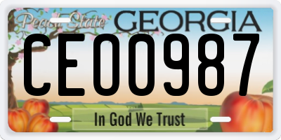 GA license plate CEO0987