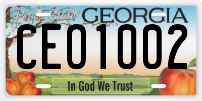 GA license plate CEO1002