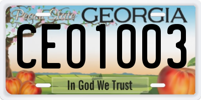 GA license plate CEO1003