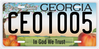 GA license plate CEO1005