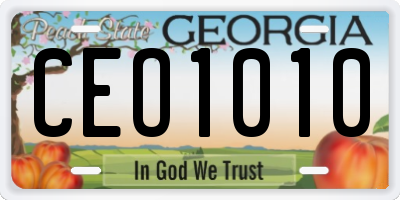 GA license plate CEO1010