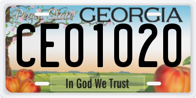 GA license plate CEO1020