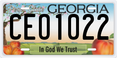 GA license plate CEO1022