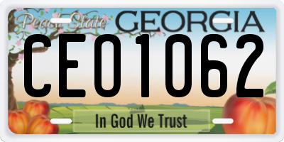 GA license plate CEO1062