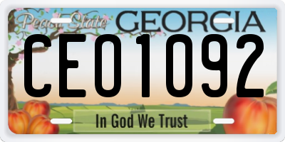 GA license plate CEO1092