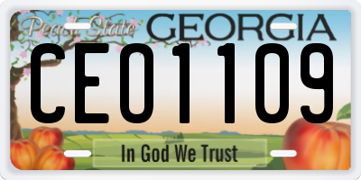 GA license plate CEO1109