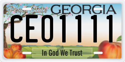 GA license plate CEO1111