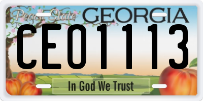 GA license plate CEO1113