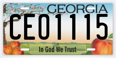 GA license plate CEO1115
