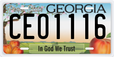 GA license plate CEO1116