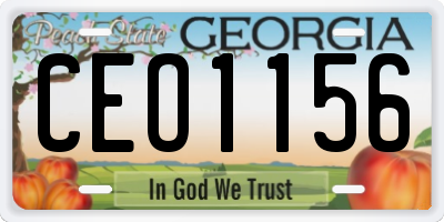 GA license plate CEO1156