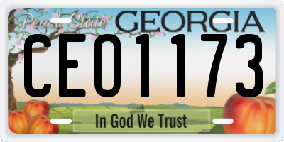 GA license plate CEO1173