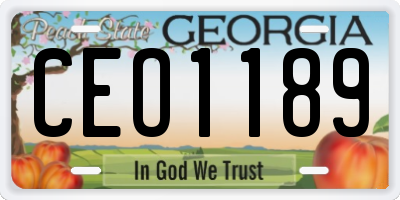 GA license plate CEO1189