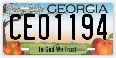 GA license plate CEO1194