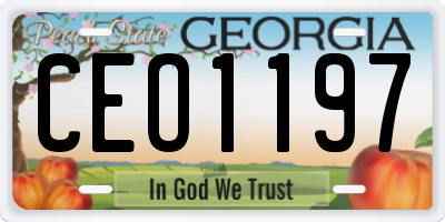 GA license plate CEO1197