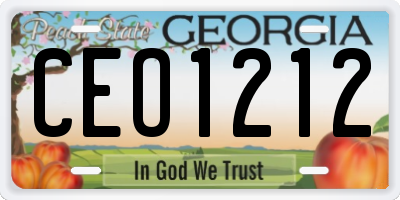 GA license plate CEO1212