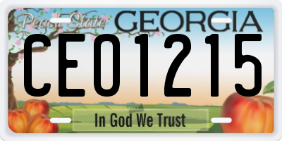 GA license plate CEO1215