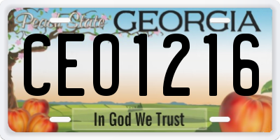 GA license plate CEO1216