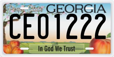 GA license plate CEO1222