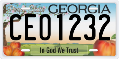 GA license plate CEO1232