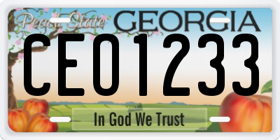 GA license plate CEO1233