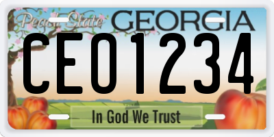 GA license plate CEO1234