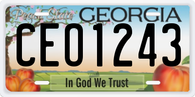 GA license plate CEO1243