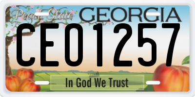 GA license plate CEO1257