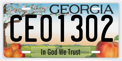 GA license plate CEO1302